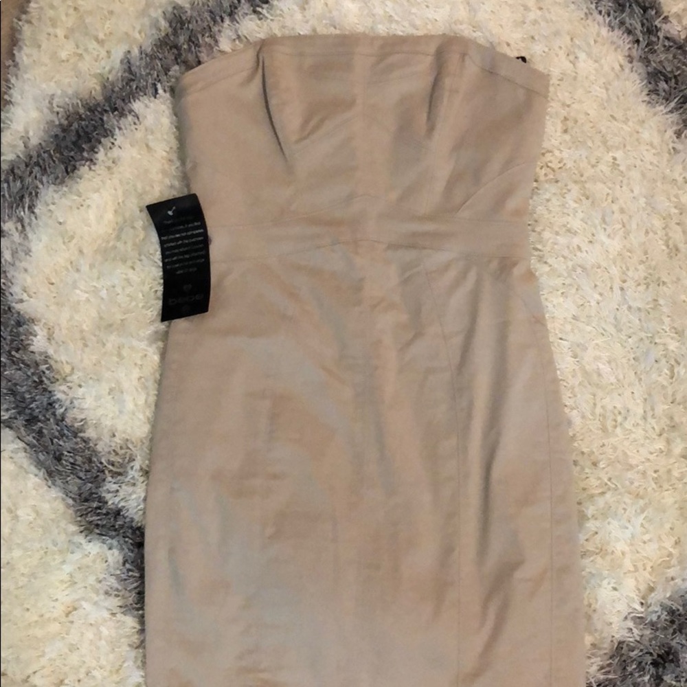 NEW Bebe Strapless Beige/Tan Dress